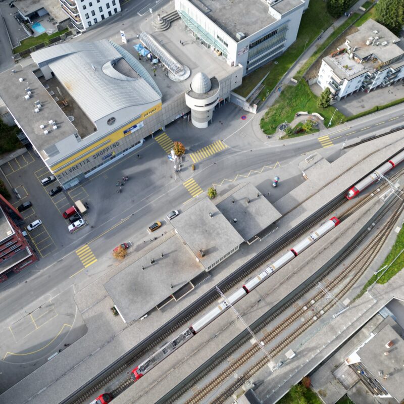 Luftbild Bahnhof Davos Platz